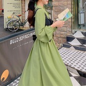 Pink Long Sleeve Waist-Enhancing Pretty Dress 5025