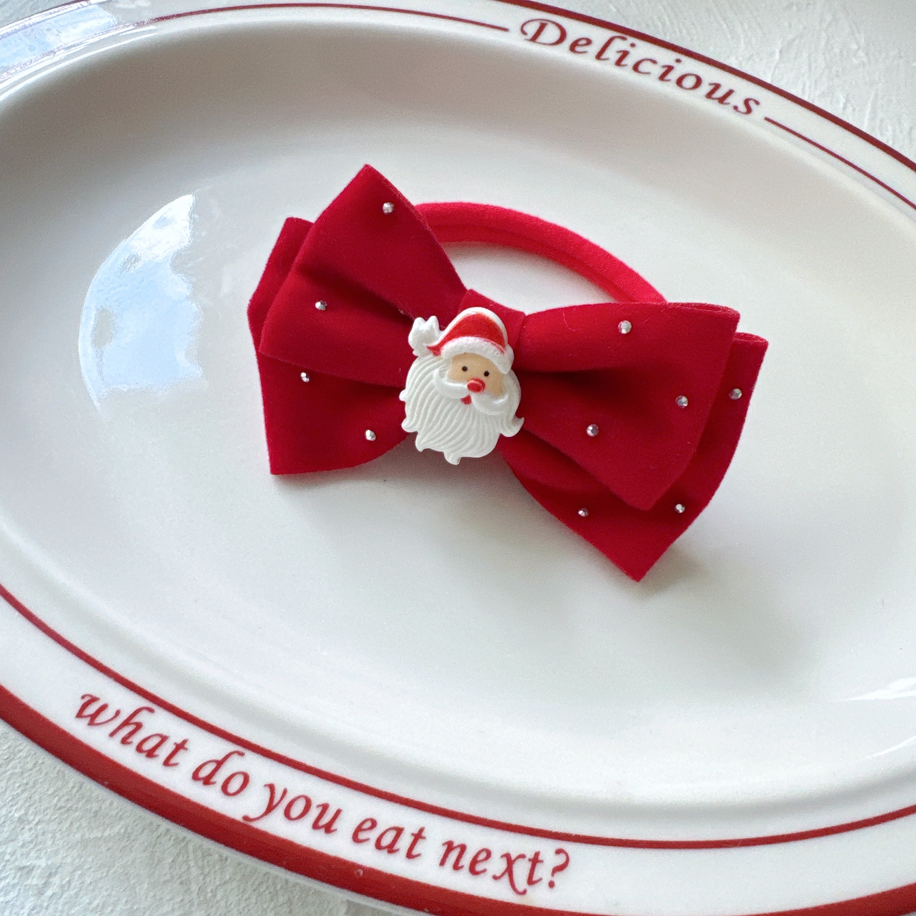 クリスマス*サンタさんリボンヘアバンド(後ろ支え付き)