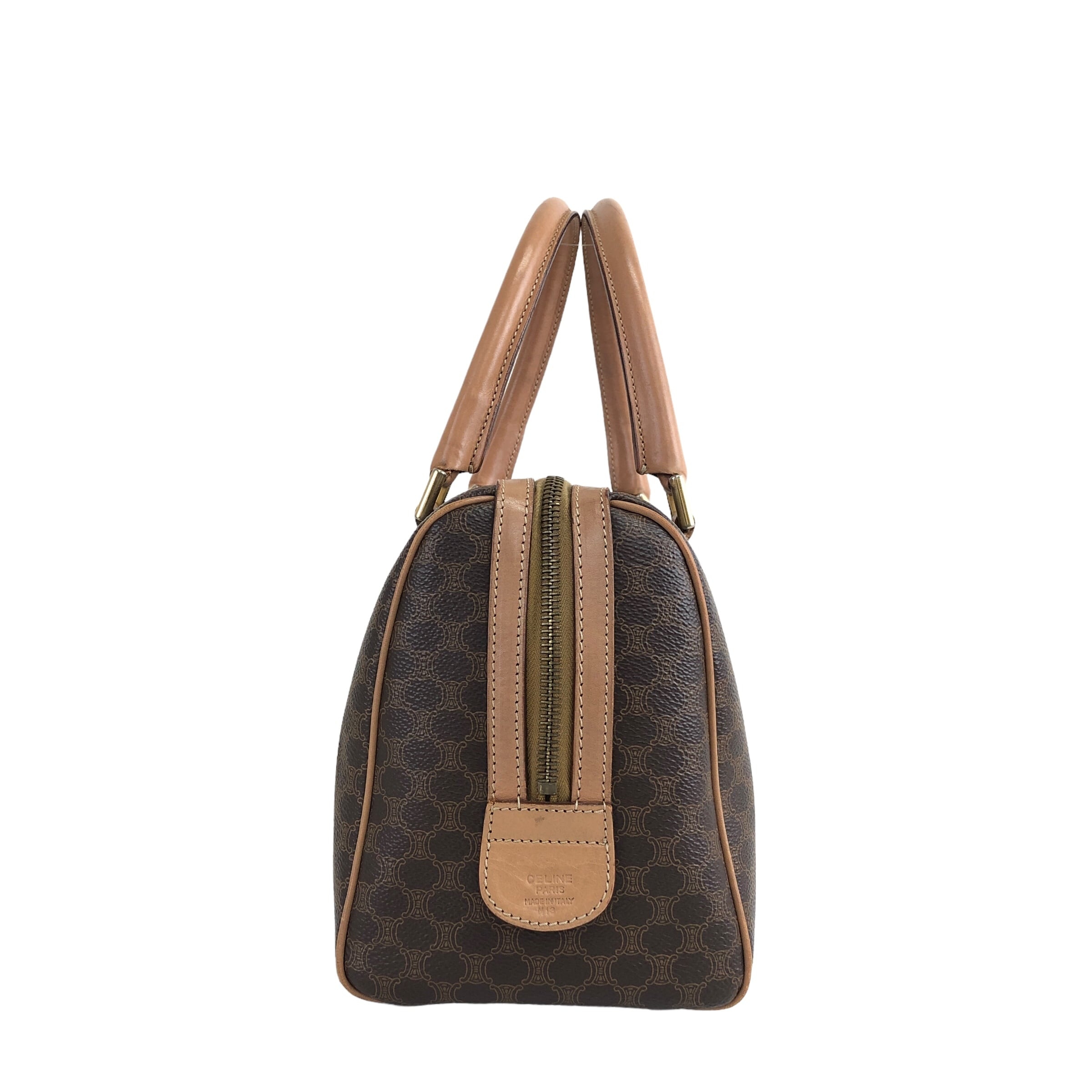 CELINE セリーヌ マカダム ハンドバッグ ブラウン ブラゾン型押し