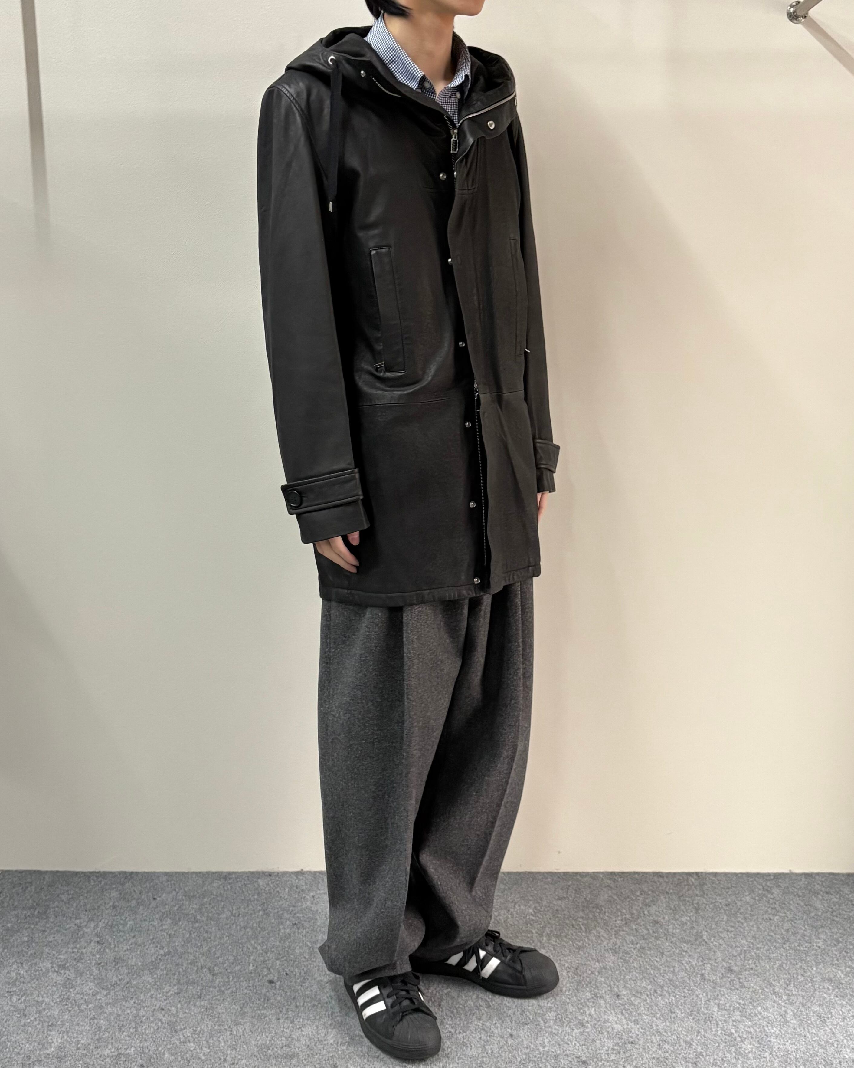2012AW/Dior homme by Kris Van Assche】hooded leather zip jacket