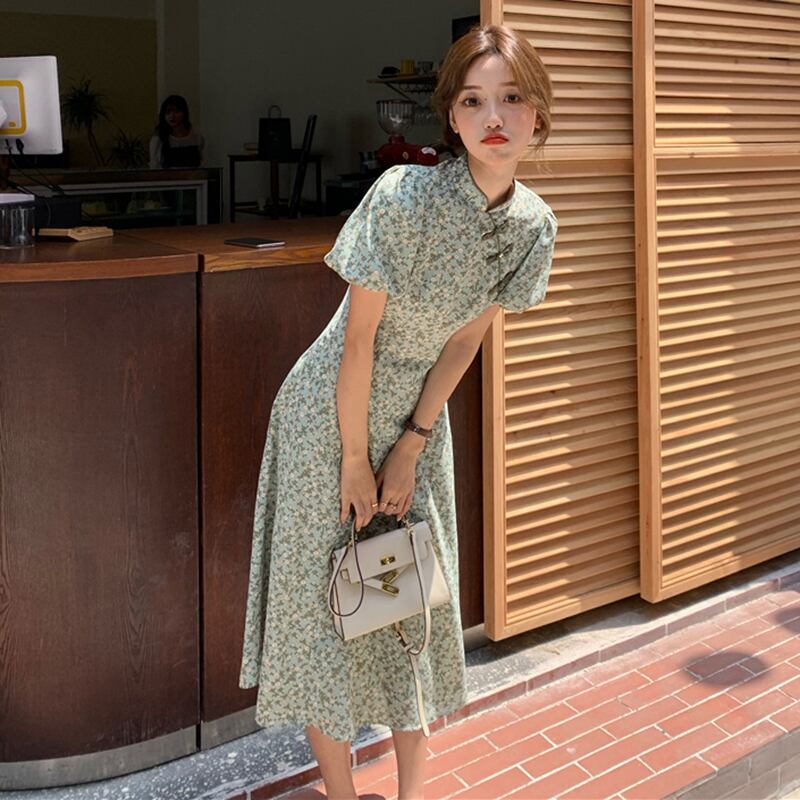 サマースタイルスタンダードウェストフローラルドレス レトロ 夏物 花柄 YY-ファッション52863667890