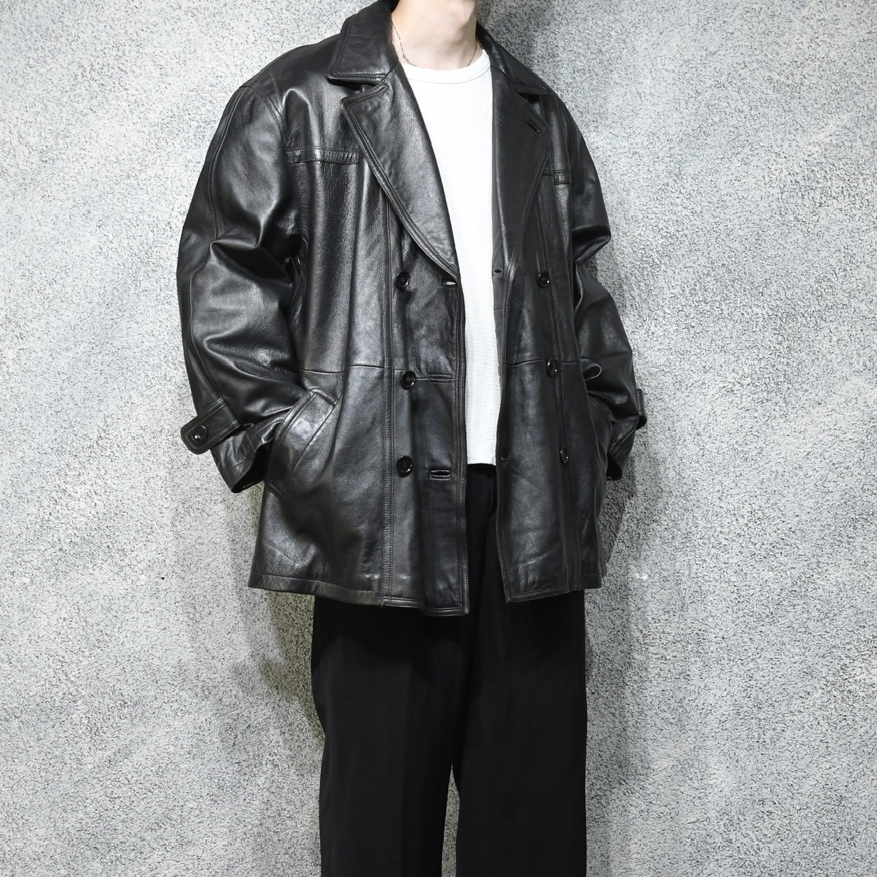 storm bird genuine leather half coat