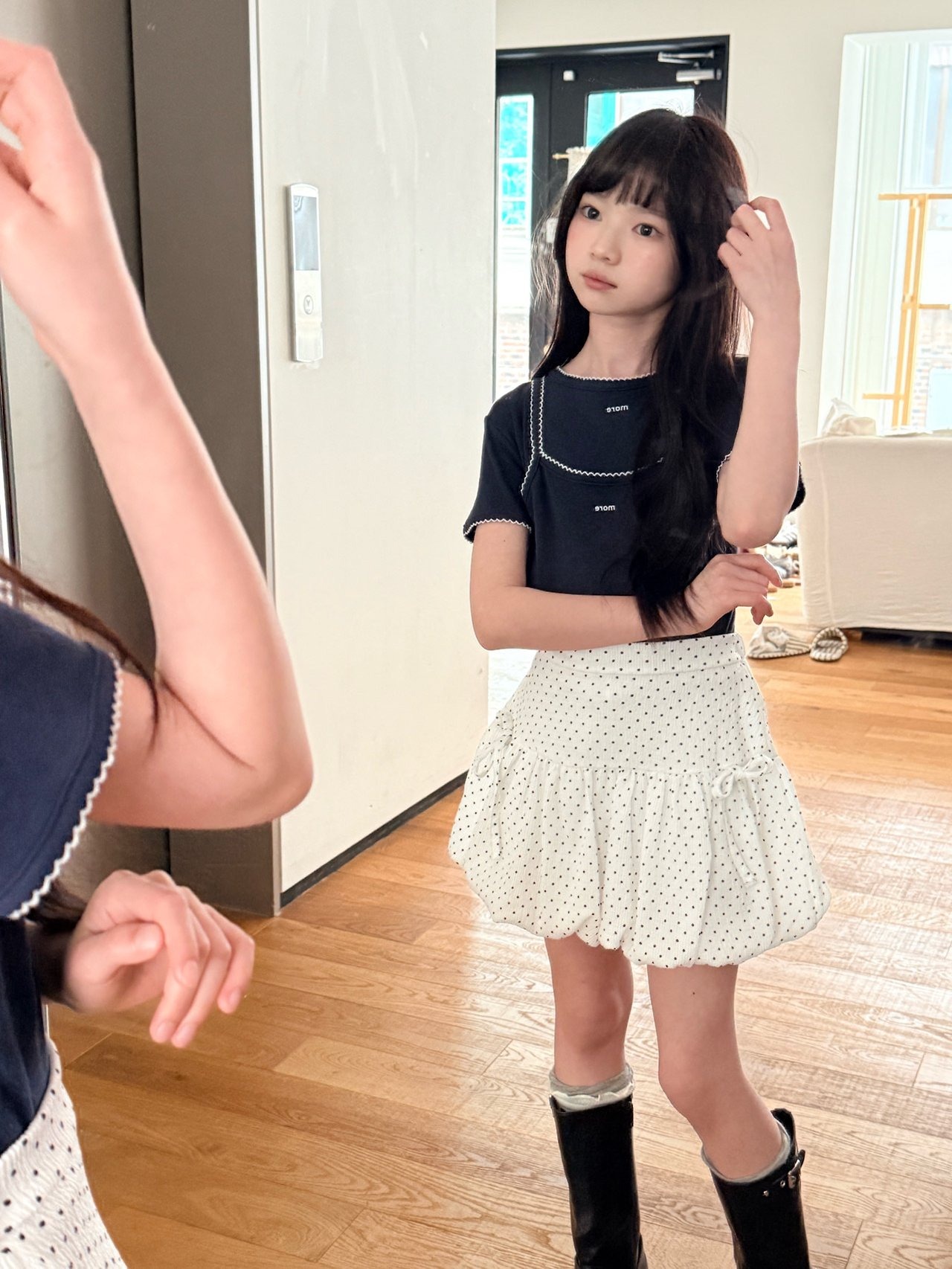[COMMA] Dot Balloon Skirt (140/150) / [콤마] 도트벌룬스커트 (140/150)