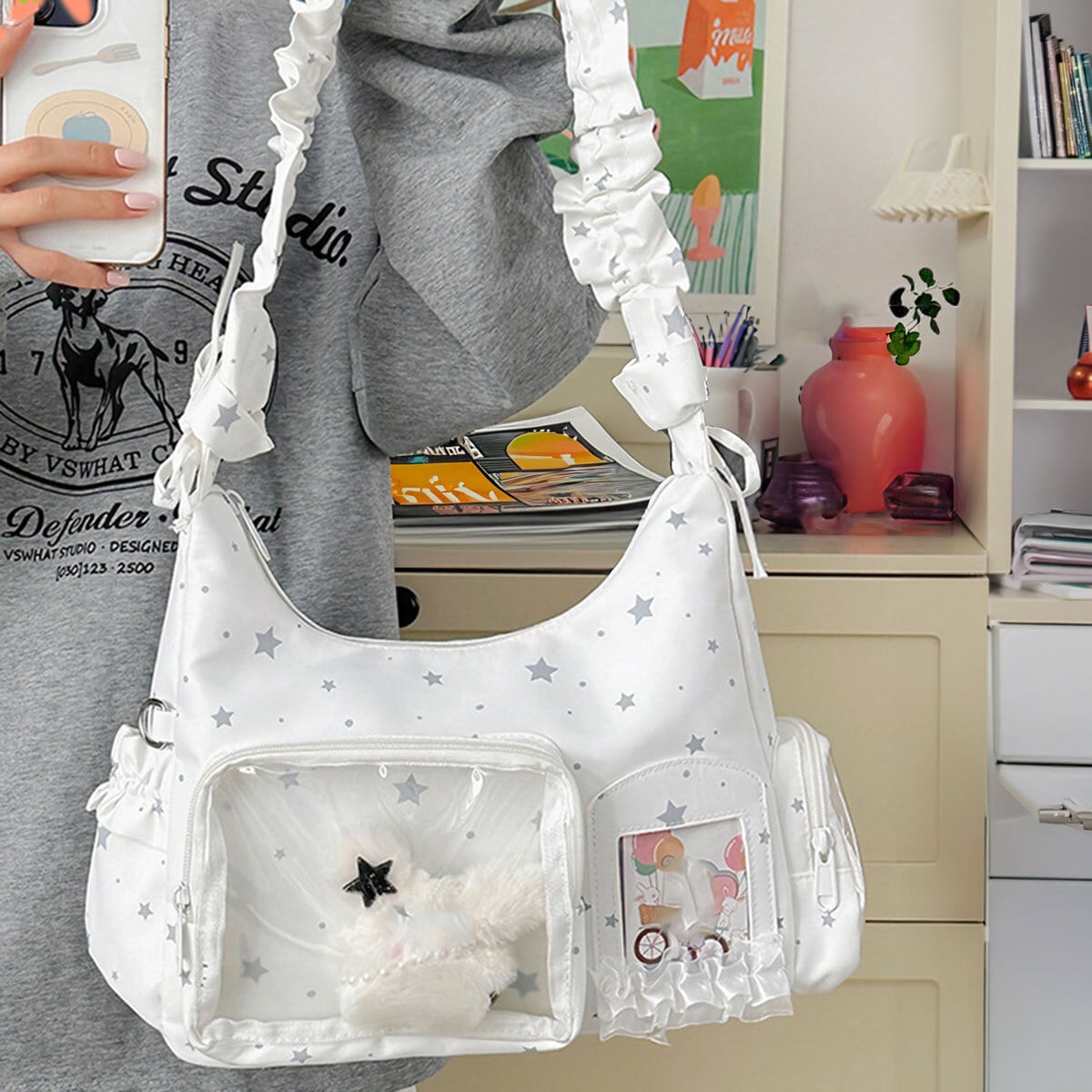 痛バッグ ショルダー バッグ レディース 韓国 痛バ おしゃれ 大人 かわいい 推し活 イベント ライブ フェス 軽量 大容量 トートバッグ 大人可愛い 大人女子