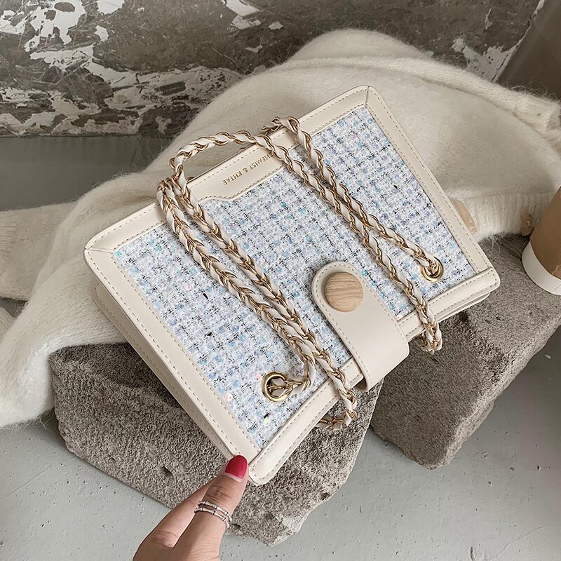 オールマッチレディースウールクロスワンショルダー脇の下スモールバッグメス2020人気の新しい流行のファッションチェーンネットレッドメッセンジャーバッグ 手作りハンドバック9528588245