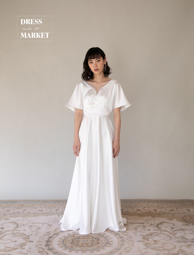 【3営業日以内に発送】￥29,800（税別）ウェディングドレス ウェディング購入 結婚式 二次会 フォトウェディング Aラインドレス 袖あり オフホワイト *DM100002