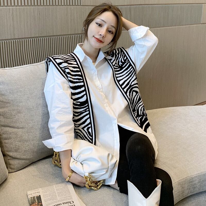 オータムストライプカラールーズ薄手シャツ ロング 秋物 ガールズファッション7187467718