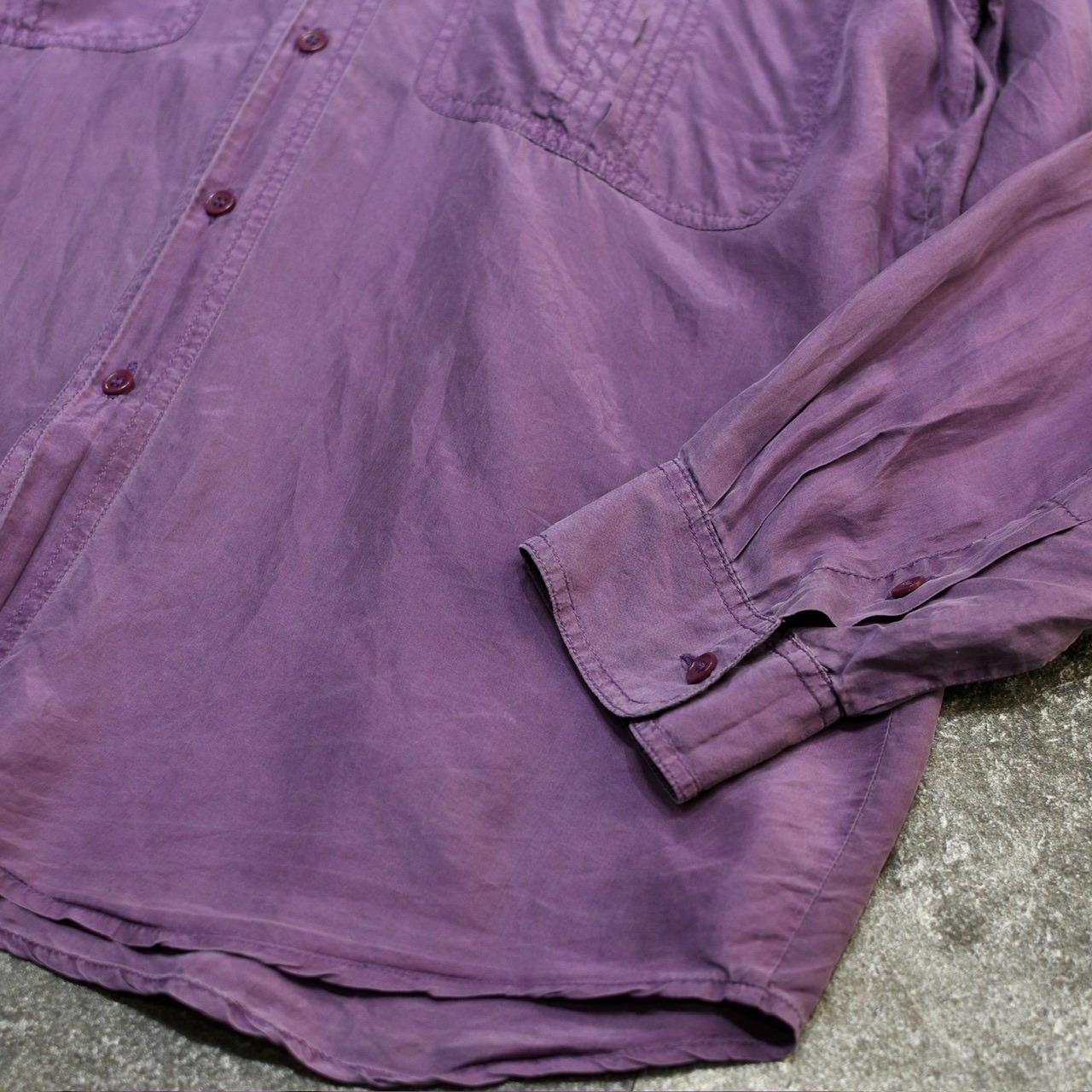 double pocket purple silk shirt