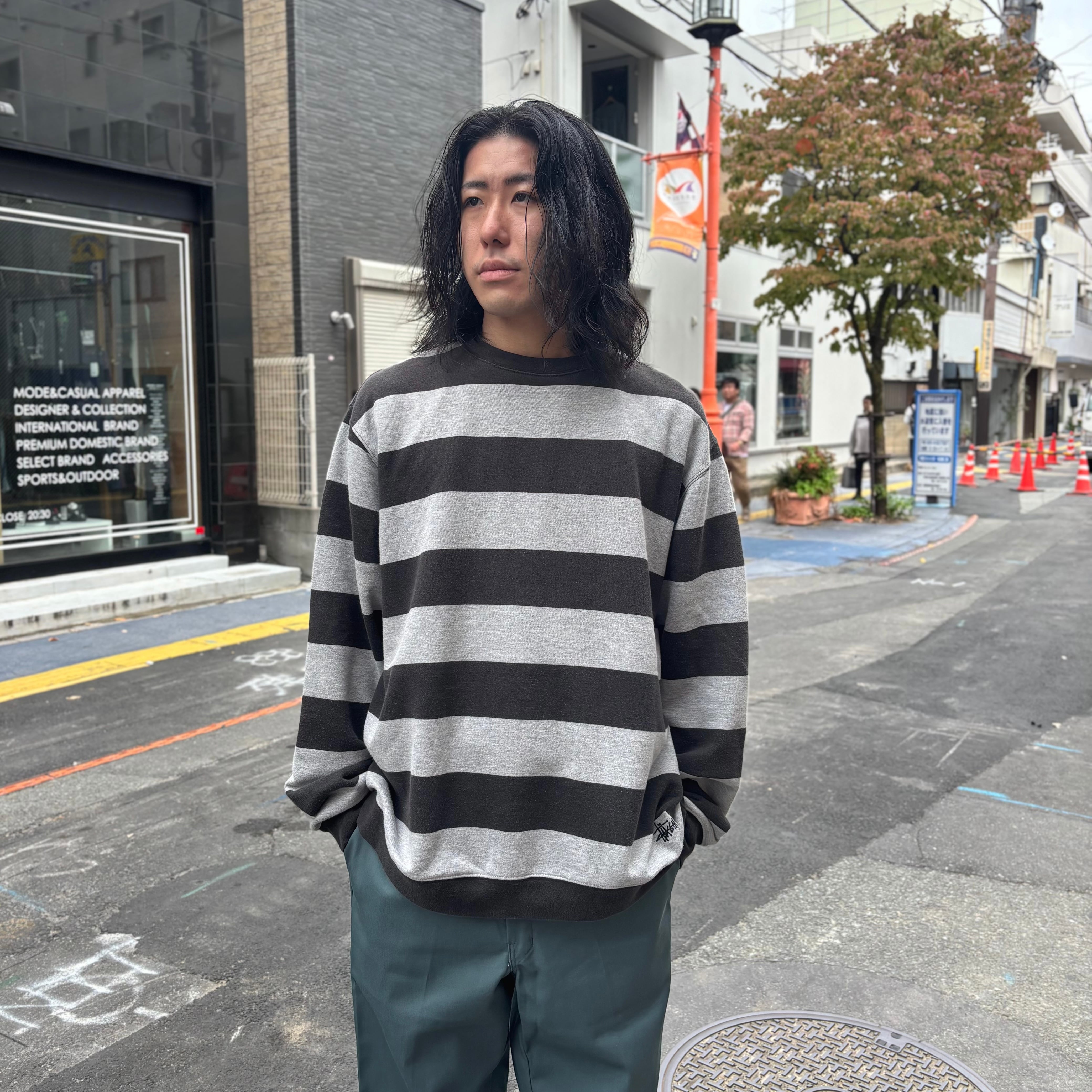 00's OLD Stussy Border Sweat XL / ステューシー スウェット ボーダー