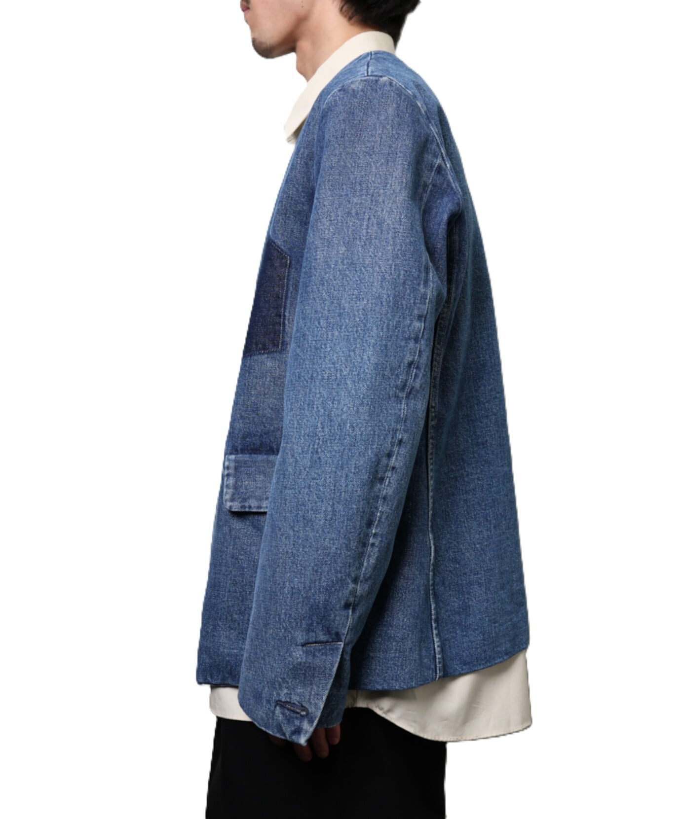 TANAKA / ST-127NC NO COLLAR JEAN JACKET (VINTAGE BLUE