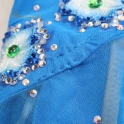 社交ダンス 衣装 白樺ドレス ラテン ドレス ワンピース 青 デモ 競技 ダンス パーティ 発表会 ブルー系 フロア映え スタイリッシュ かっこいい おしゃれ 高級感 デザイン ドレスアップ 舞台用 コスチューム パフォーマンス 競技用 ダンス衣装 レディース