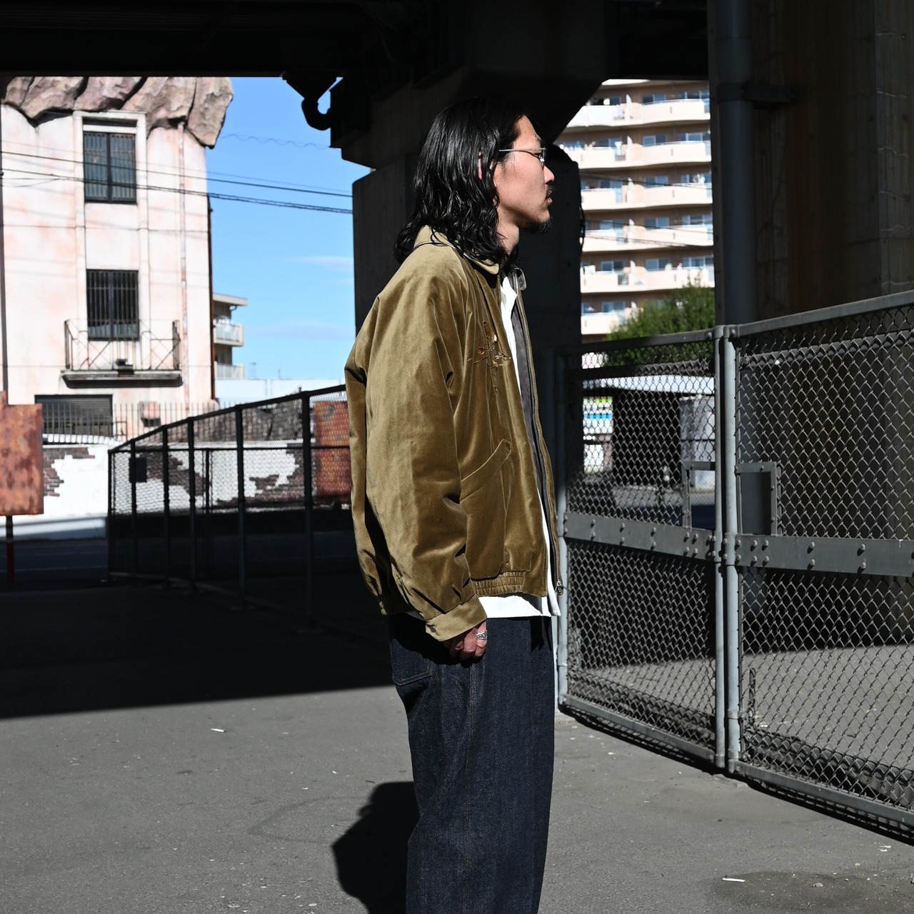 OLD JOE(オールドジョー)STUNNING VELVET SOUVENIR JACKET(Niwatori to Hiyoko)モス