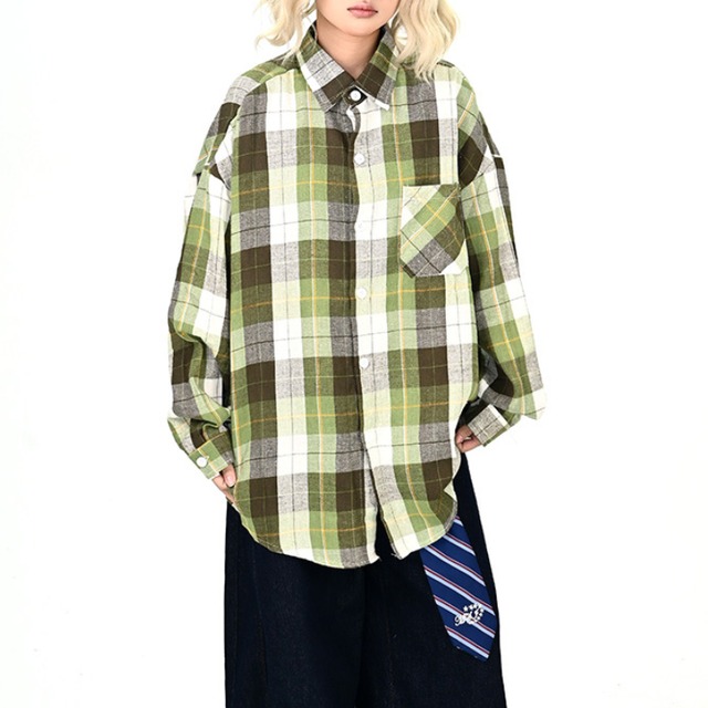 retro color plaid shirt　レトロカラーチェック柄シャツ　J1387