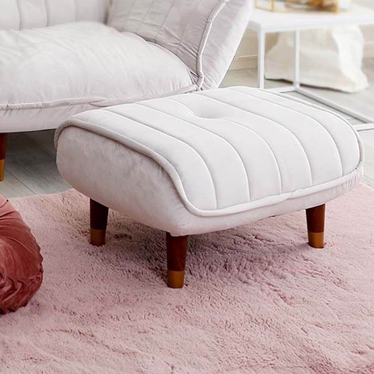 オットマン単品 大人かわいいインテリア ベロアカウチソファ