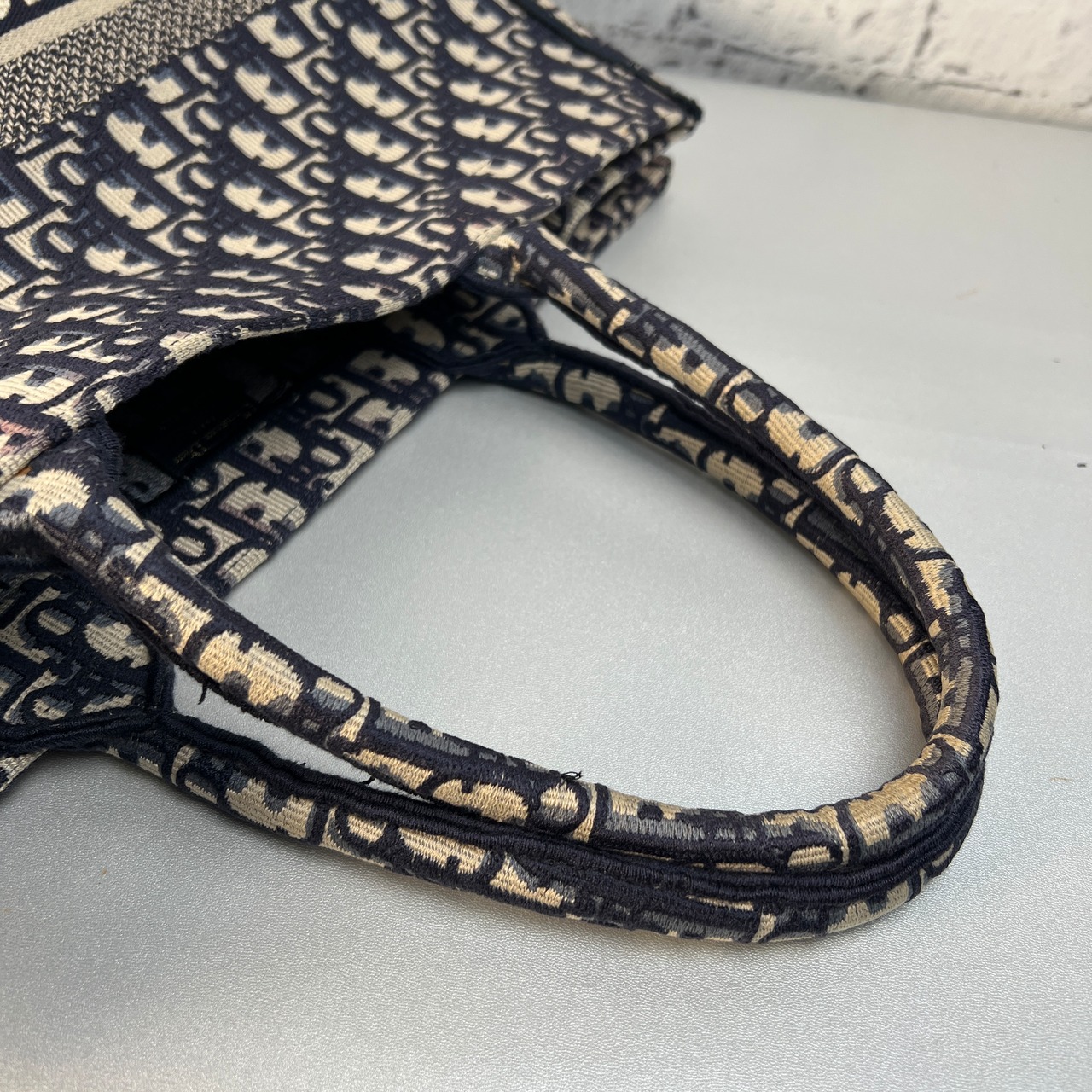 Christian Diorブックトート キャンバス トートバッグ ブルー A-10776