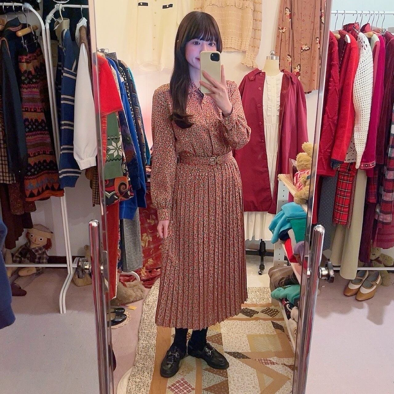 mini strawberry gold button one-piece