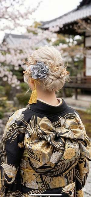 シャクヤクシルバー髪飾り　銀箔プレゼント　 袴　卒業　振袖　　成人式　卒業式　袴　ウェディング　ヘッドドレス　ヘアパーツ