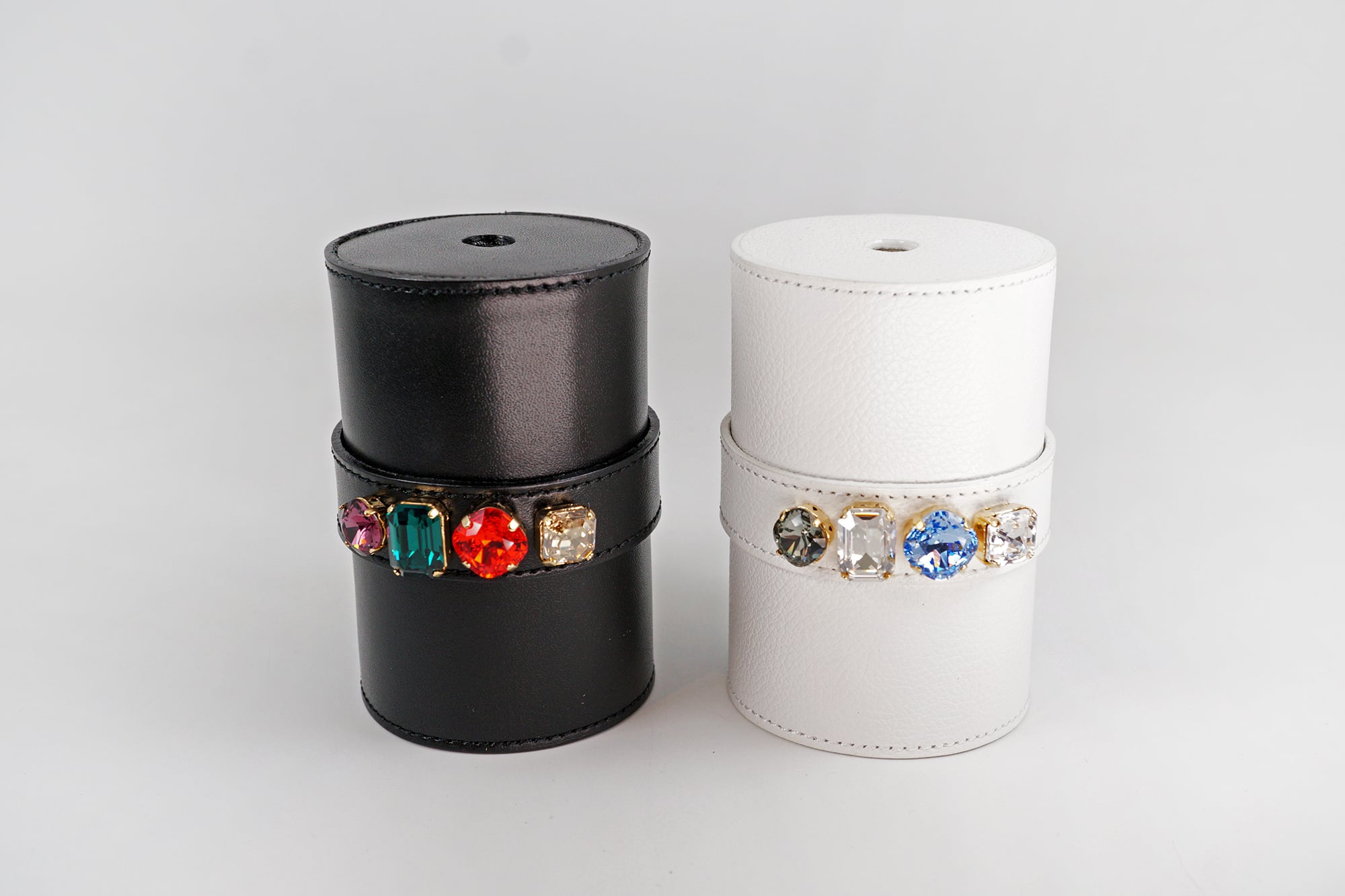 ビジューフラワーベース（本革製）／一輪挿し、リード