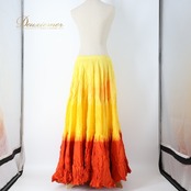 ベリーダンス 衣装 ジプシースカート MYST イエロー系 32ヤード グラデーション 無地 ティアード ボリューム 鮮やか シンプル レッスン 練習 大きく広がる裾 ダンス衣装 ステージ衣装 ロング イベント 舞台 落ち着いた色 スカート オレンジ系