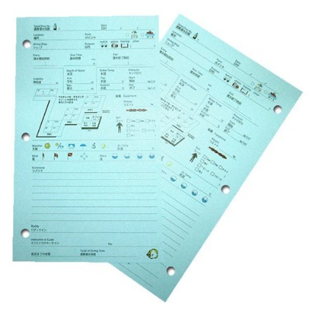 ダイビングアクセサリー ログブックレフィル 海楽ログ Aタイプ 3穴タイプ KAIRAKU-3 MU-4545 BL(ブルー)A