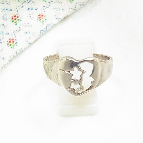 ハートに星のデザインのリング　サイズ11  シルバーアクセサリーのセール通販 12014S