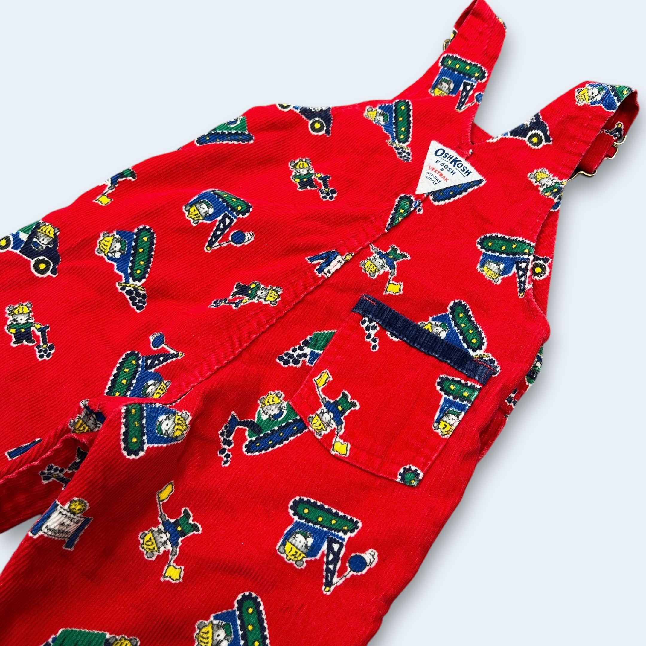 6-9M】USA製 OSHKOSH patterned corduroy overall オシュコシュ ねずみ