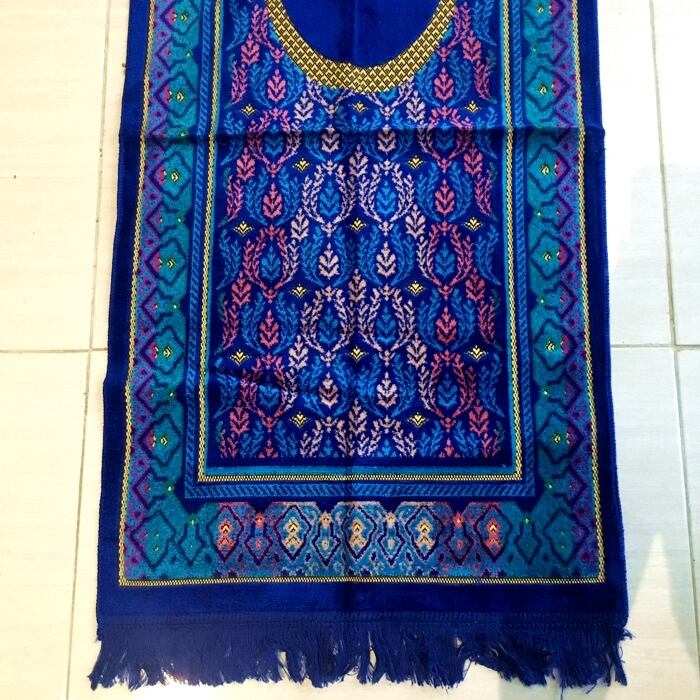 ムスリム モスク柄 ラグ (ブルー) 礼拝用マット イスラム お祈り 絨毯