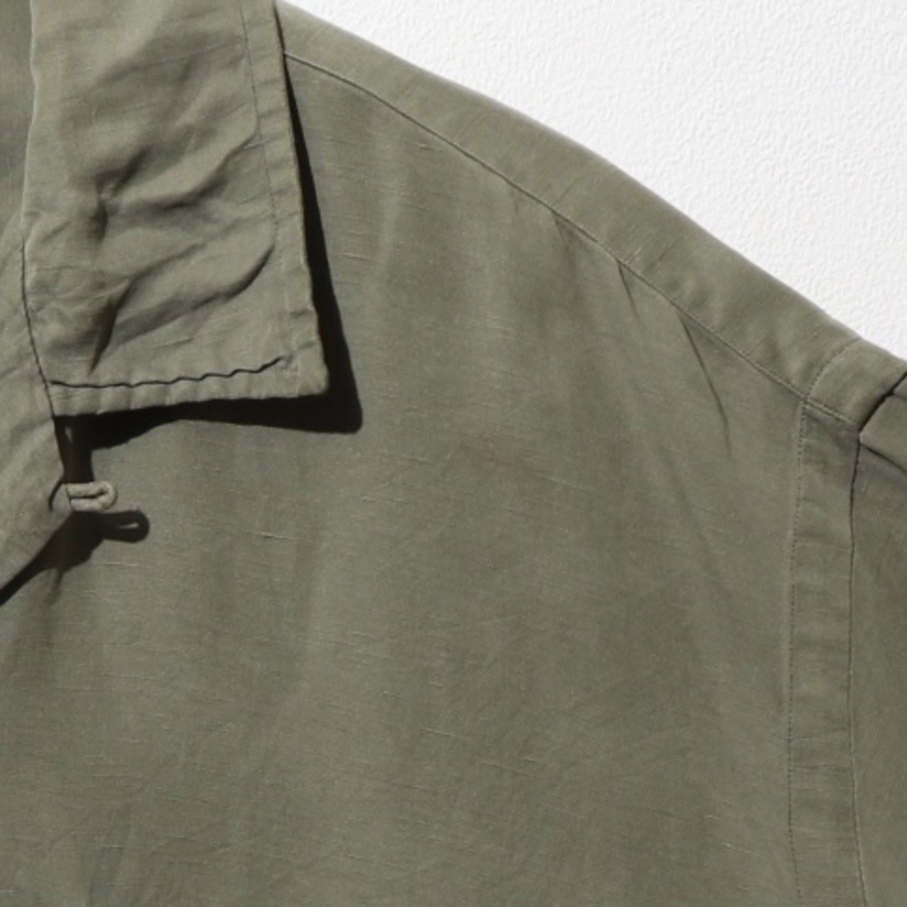 美品 XL オリーブグリーン シルクリネン Caldwell Polo Ralph Lauren ポロラルフローレン 半袖開襟シャツ