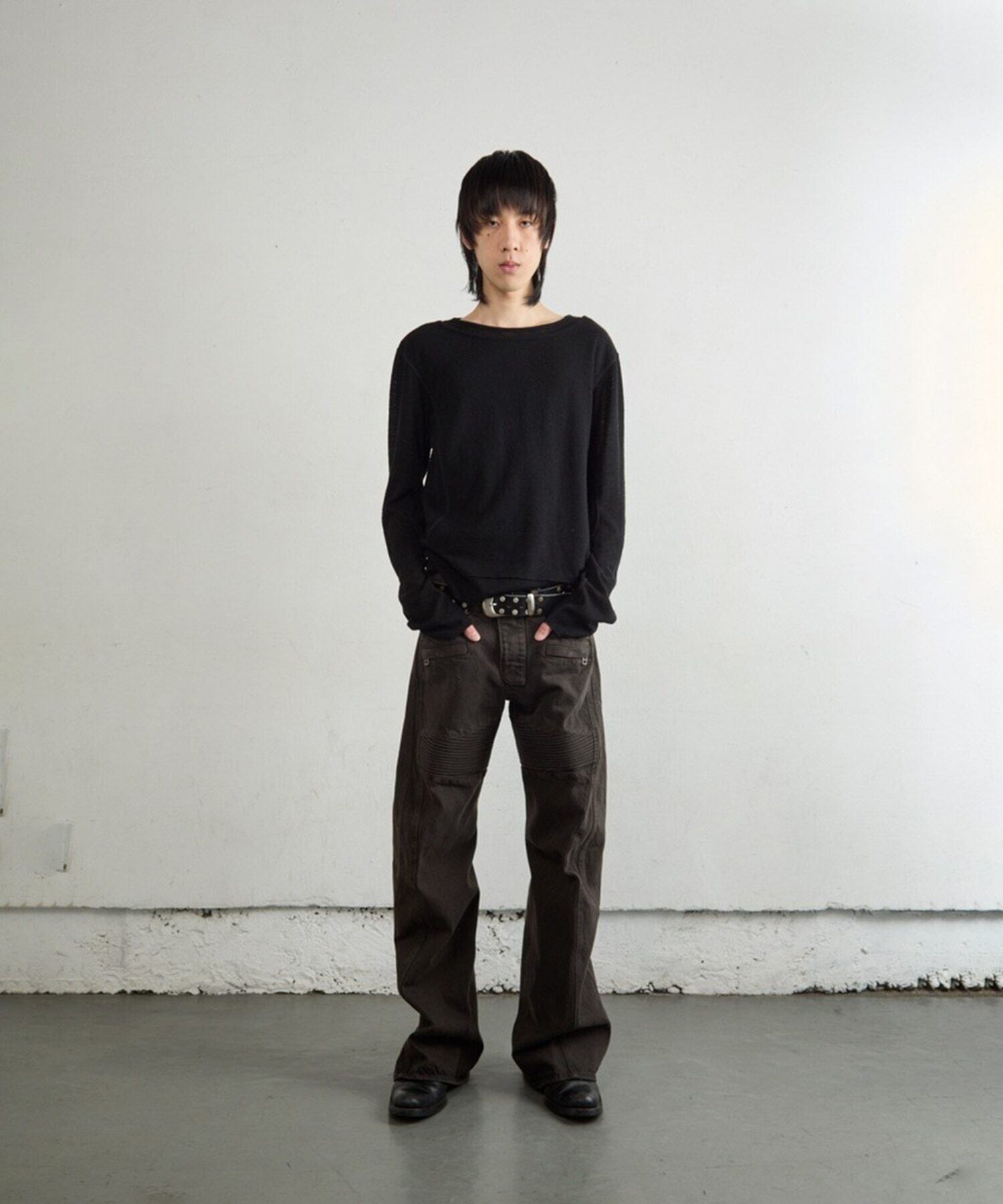 NVRFRGT | DOUBLE LAYERED LONG SLEEVE T SHIRT | BLACK | HOWDAY