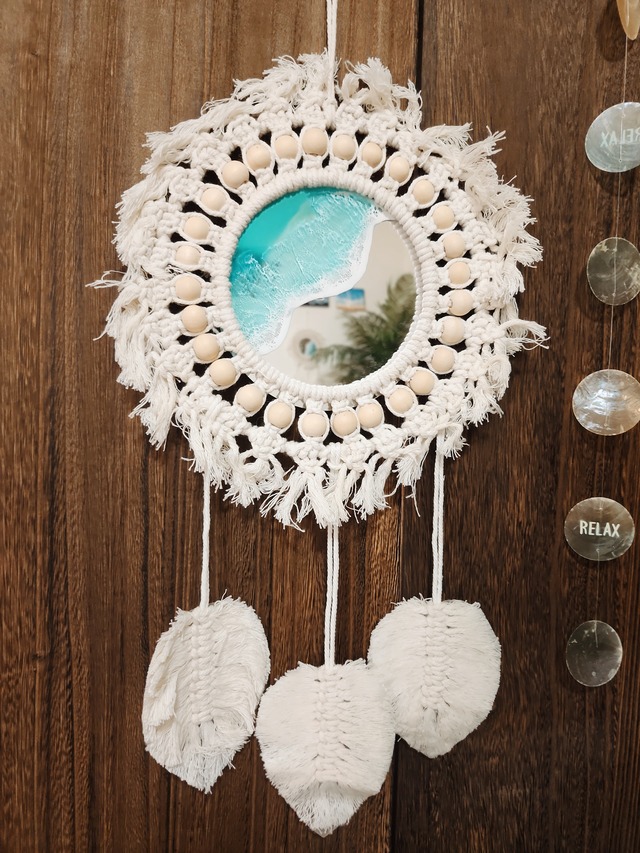 420.オーシャンレジンアート マクラメミラー