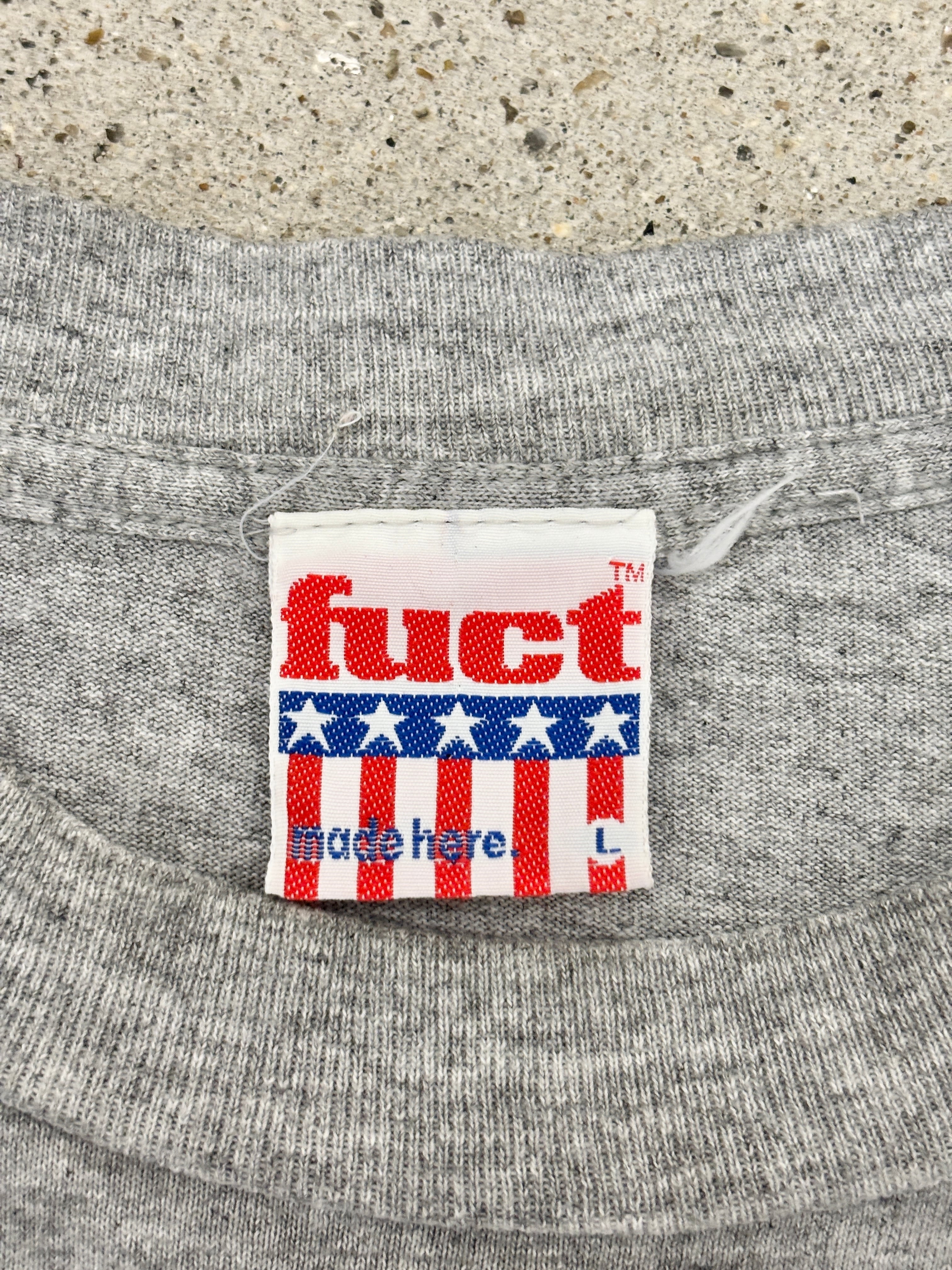 90s FUCT/Skull print Tee/USA製/L/スカルプリントTシャツ/ロゴ