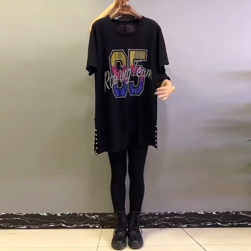 スプリングドレス ルーズスタイルスカート 大きめサイズ 春物 ミックスインファッション61190061306