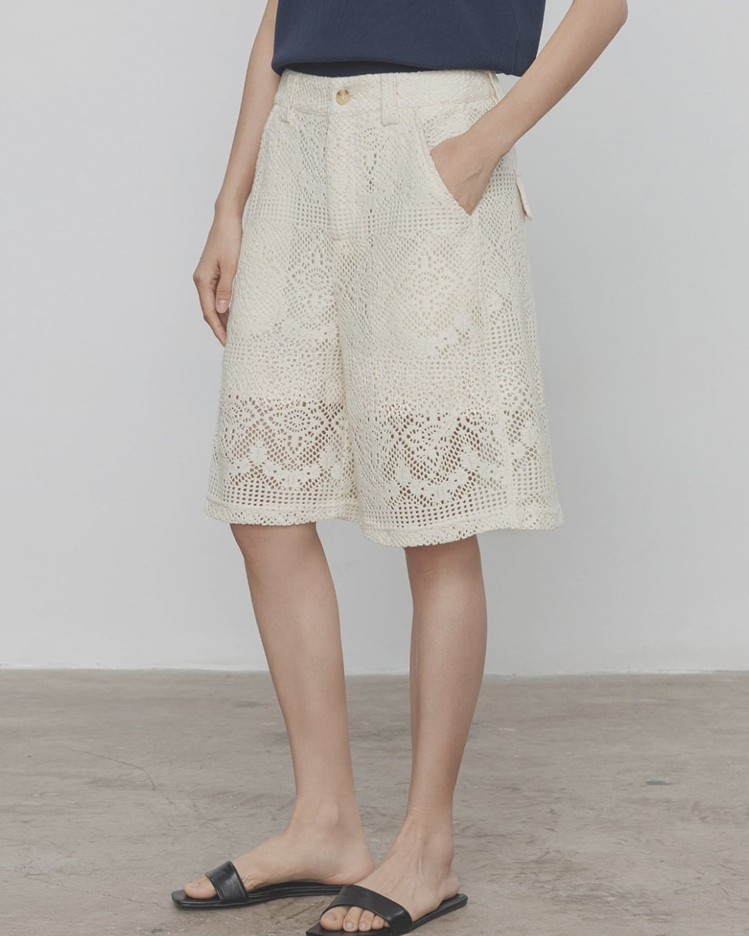 Crochet Lace Wide Half Pants