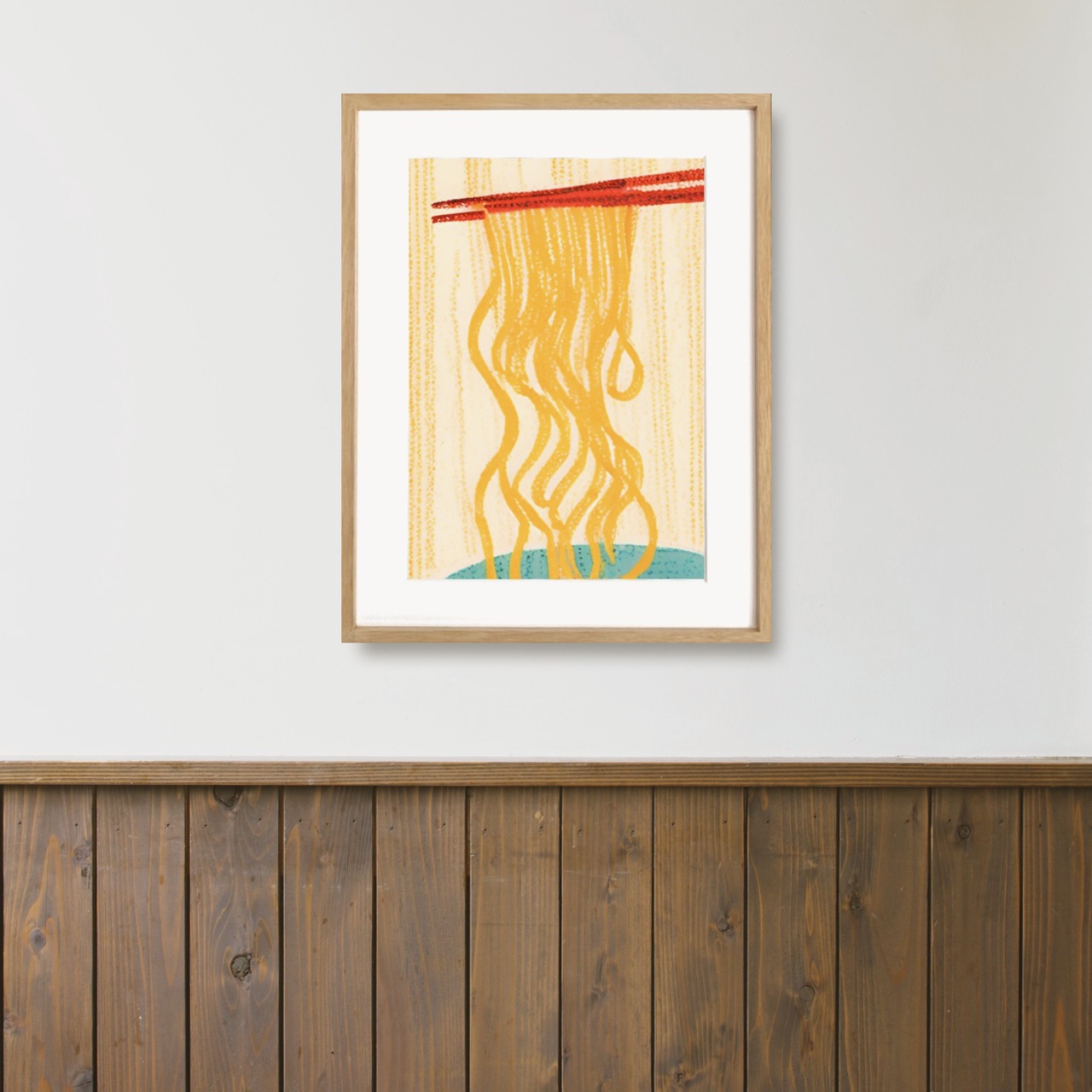 Noodle Flow｜ラーメンをモチーフにしたユーモラスなポップアートポスター｜遊び心とデザイン性が光るおしゃれインテリアA4ポスター