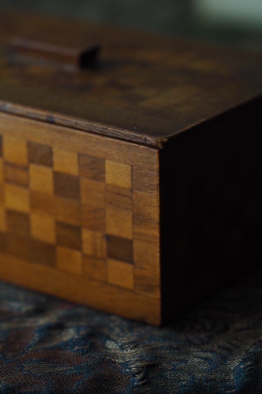 市松象嵌木箱-antique wood inlay box | アンティーク