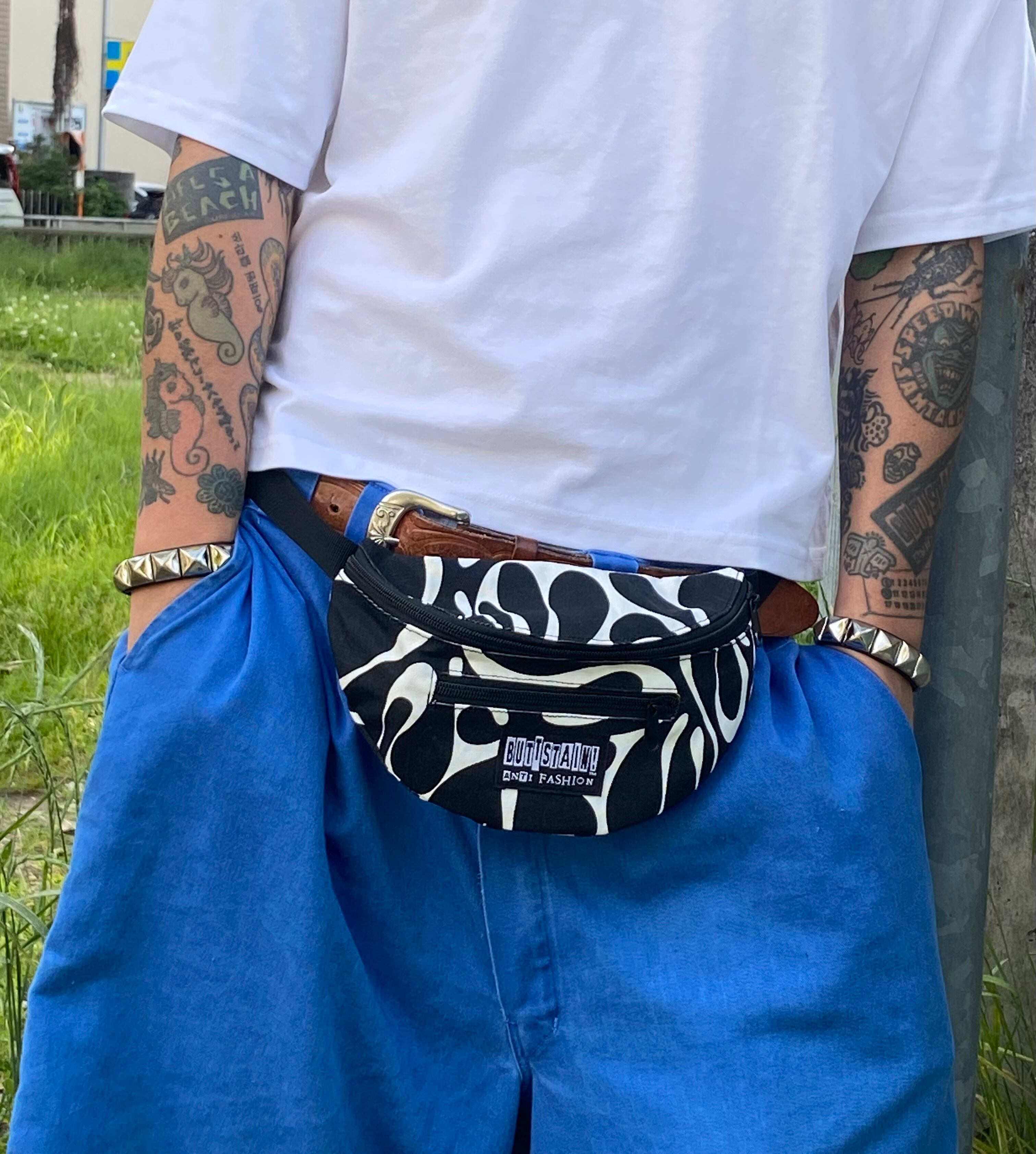 80s lifes a street buttstain ウエストバッグ 希少 buttstain!白黒マーブル!!ウエストポーチ!! | BUTTSTAIN!ANTI FASHION!