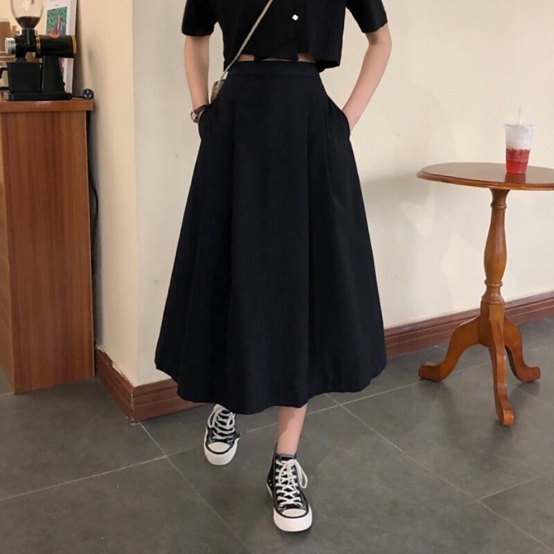 スカートレディース2020夏新作ルーズホワイトミドル丈スカートオールマッチスリムハイウエストAラインスカート 1号婦人47352244047