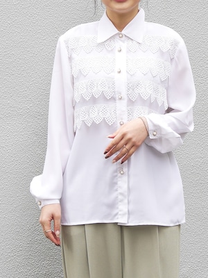 Vintage Front Lace Design Long Sleeve Shirt