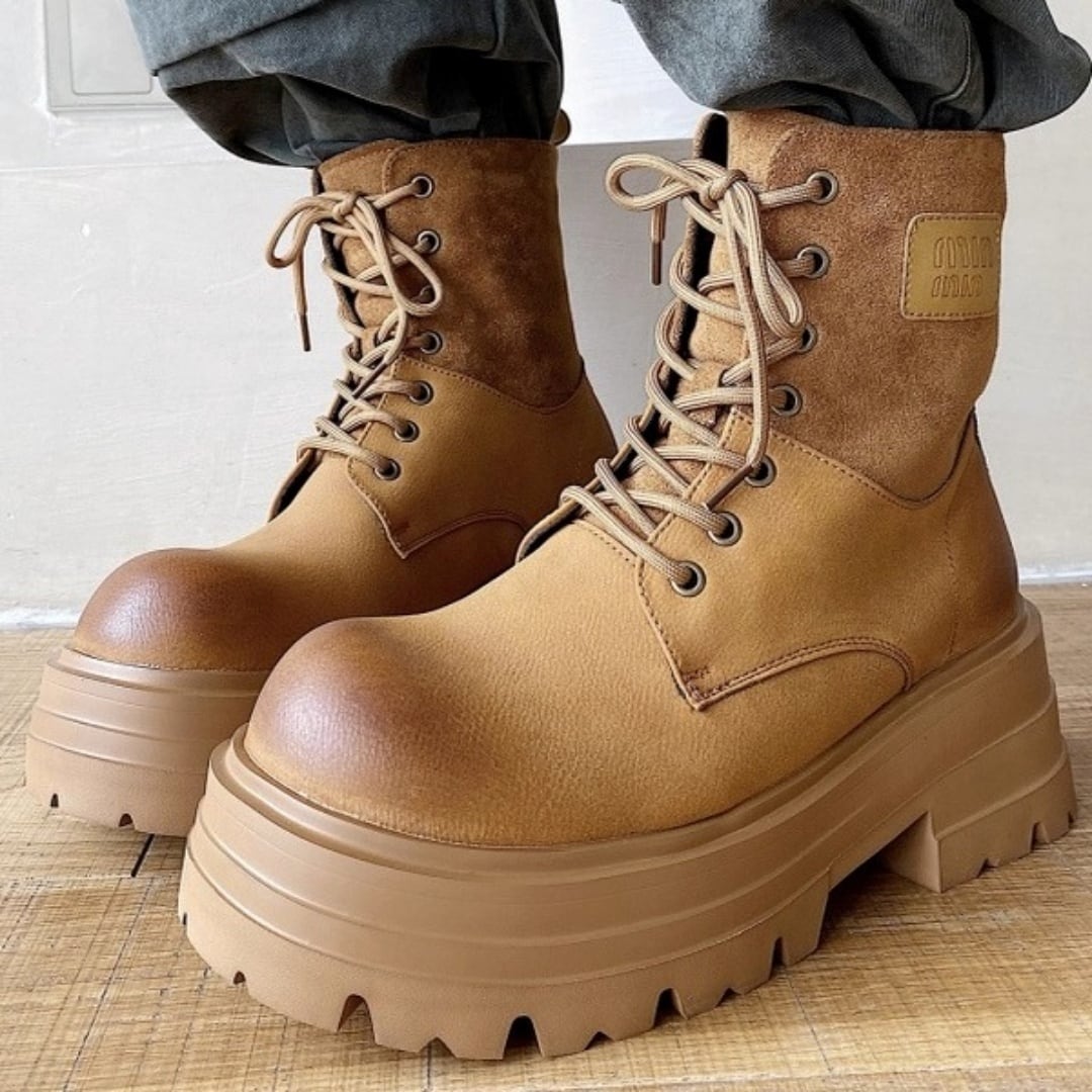 メガプラットフォーム レースアップワークブーツ 2カラー D12105