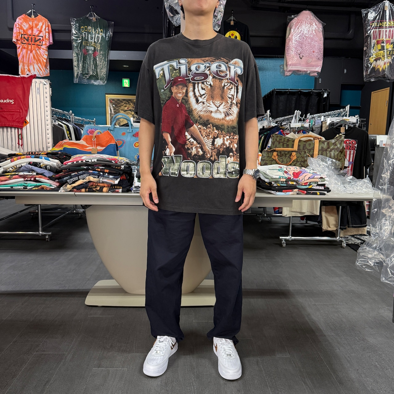 【TIGER WOODS】タイガー タイガー・ウッズ “MASTERS CHAMPION” 90’s Vintage Rap Tシャツ