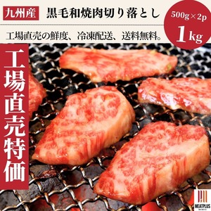 食べ盛りさん大歓喜!黒毛和牛1kg焼肉切り落とし【アトランダム部位で満足の食べ応え】九州産の本格焼肉用（A4~A5）