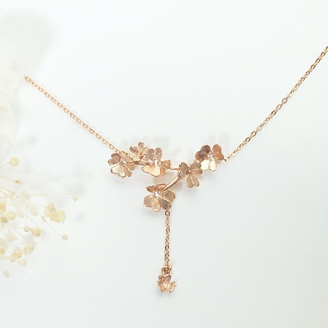 クローバー畑のネックレス(pink gold)