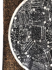 カット販売 | 丸ふたつ以上 | 送料860円《木版染め "pieces –ひとつ–" 茶色 / ヘビースラブコットン》110cm幅