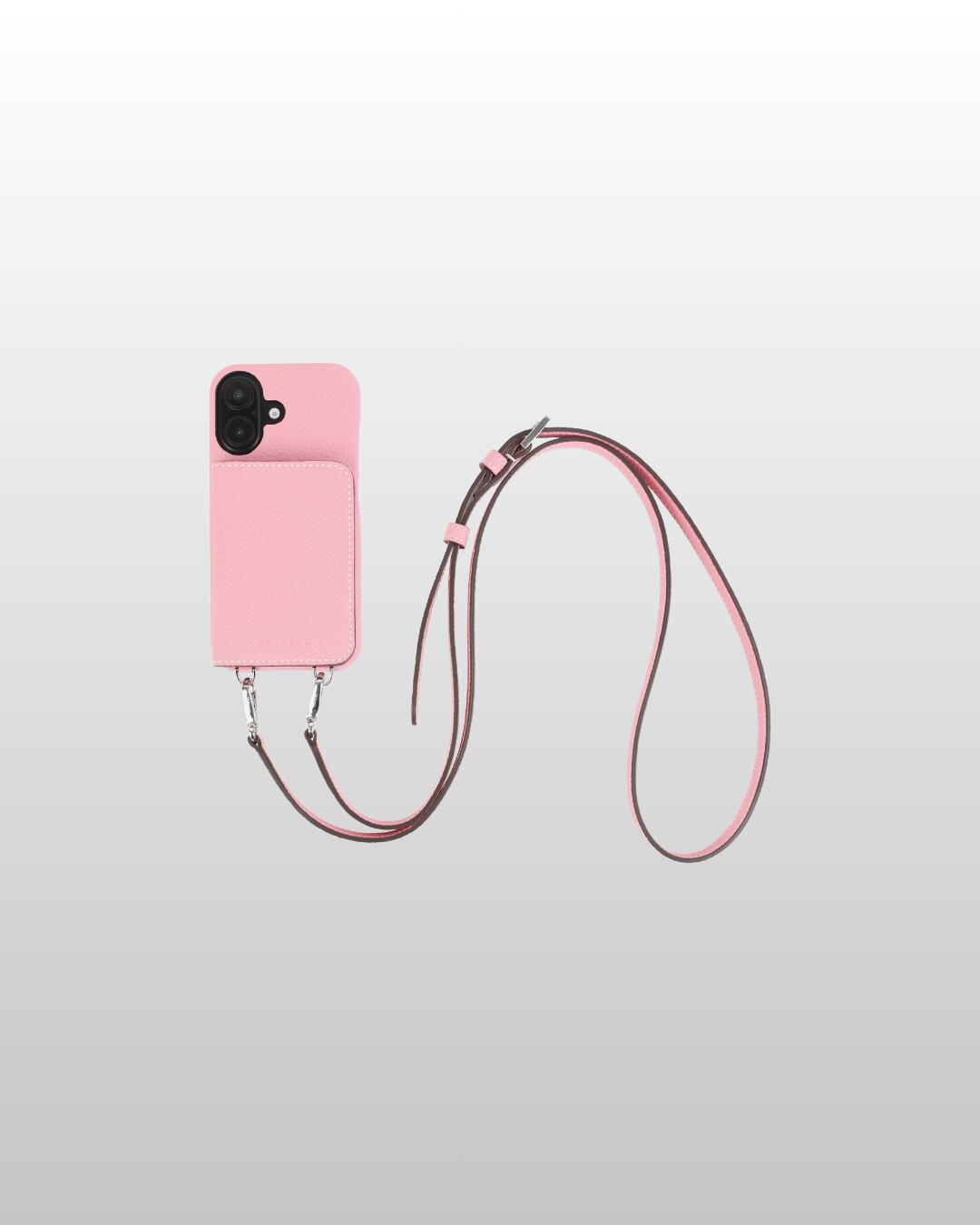 【iPhone16シリーズ】バックカバー型ケース ストラップ付 サクラピンク