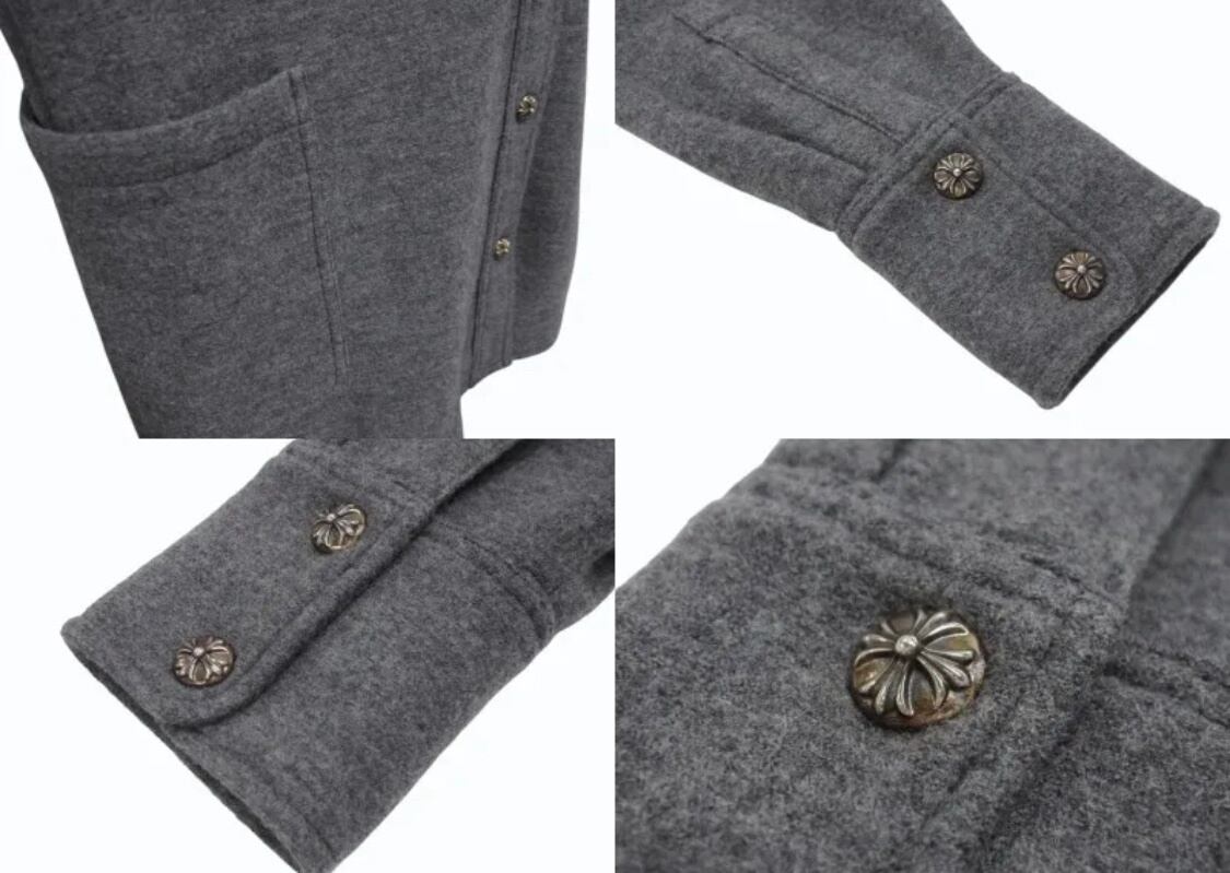 クロムハーツ  ROLA/ローラ クロスボールボタンウール長袖シャツ レディース M CHROME HEARTS クロムハーツ ROLA ローラ ウール長袖シャツ クロス