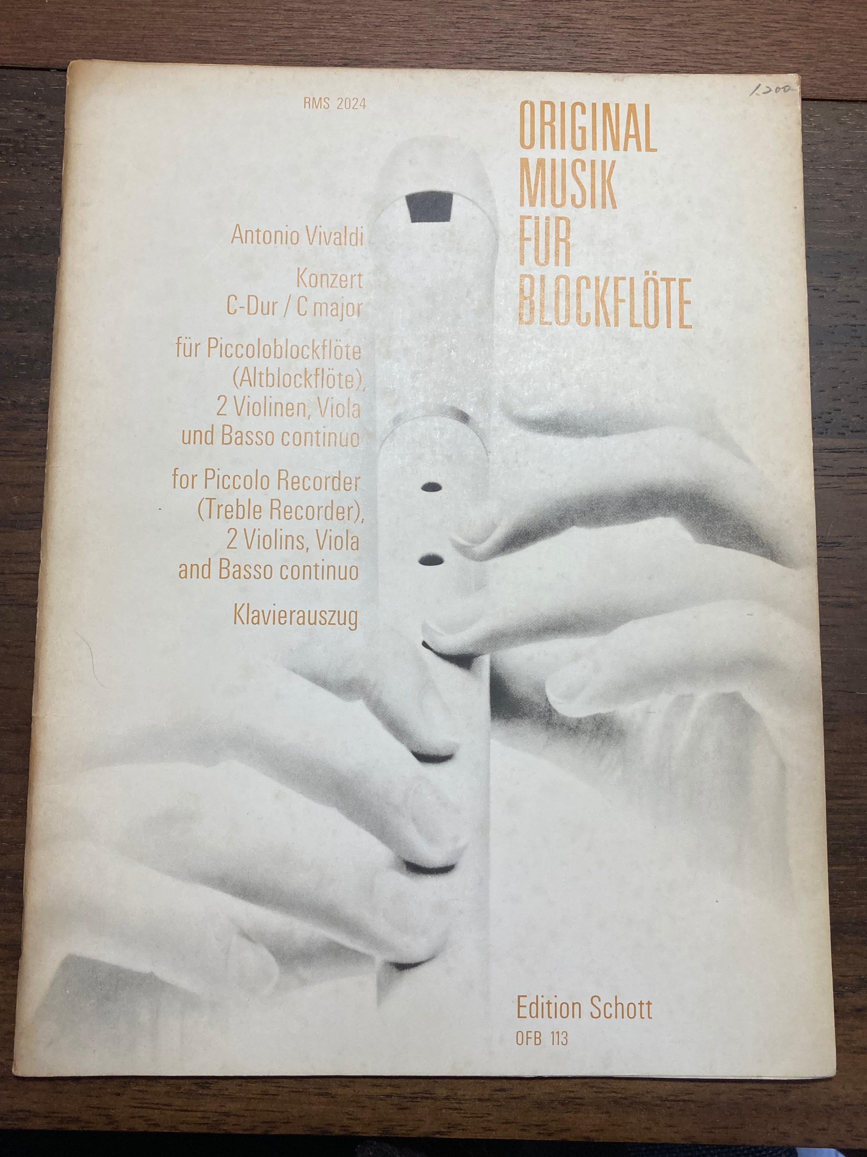 ORIGINAL MUSIK FUR BLOCKFLÖTE Konzert C-Dur【著者：Antonio Vivaldi】出版社：Edition  Schott | Birds' Tale Collective