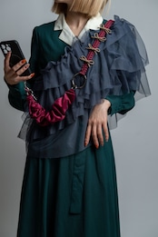 3way velour strap Red