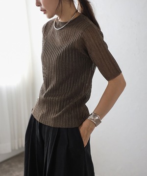 メタリックシアーニットT【t-10984】.