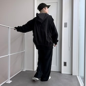 【受注予約:3月上旬入荷予定】異素材ドッキングフーディーvest/ブラック