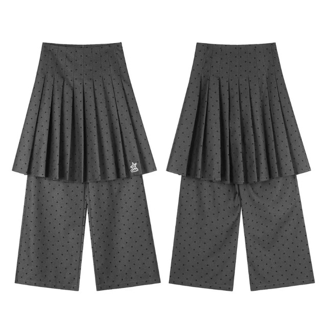dot pleated layered skirt-pants　ドットプリーツレイヤードスカートパンツ　J2131